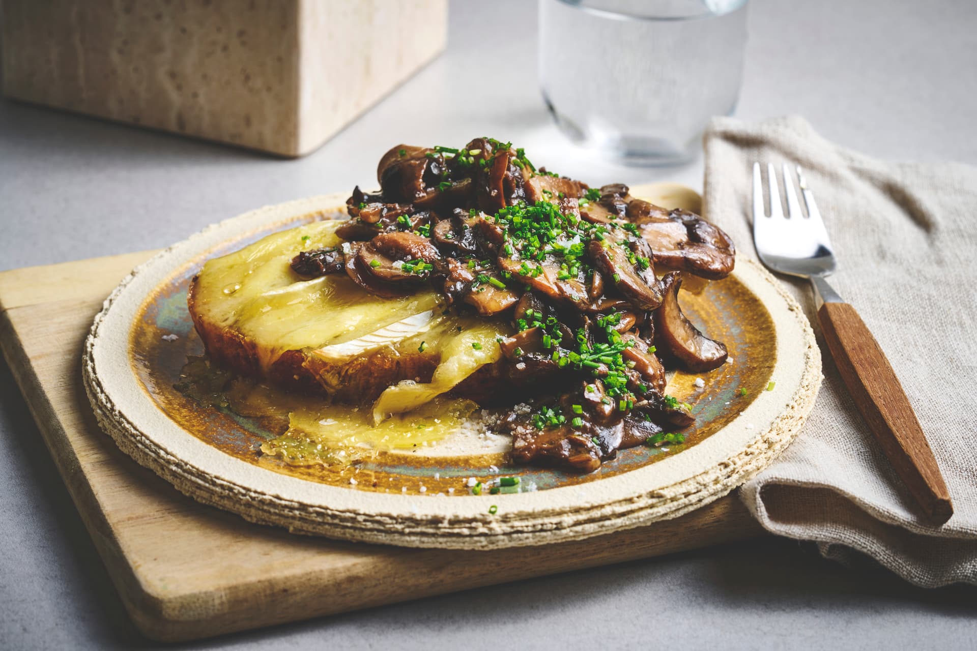 Open Faced Brie and Mushroom Toast