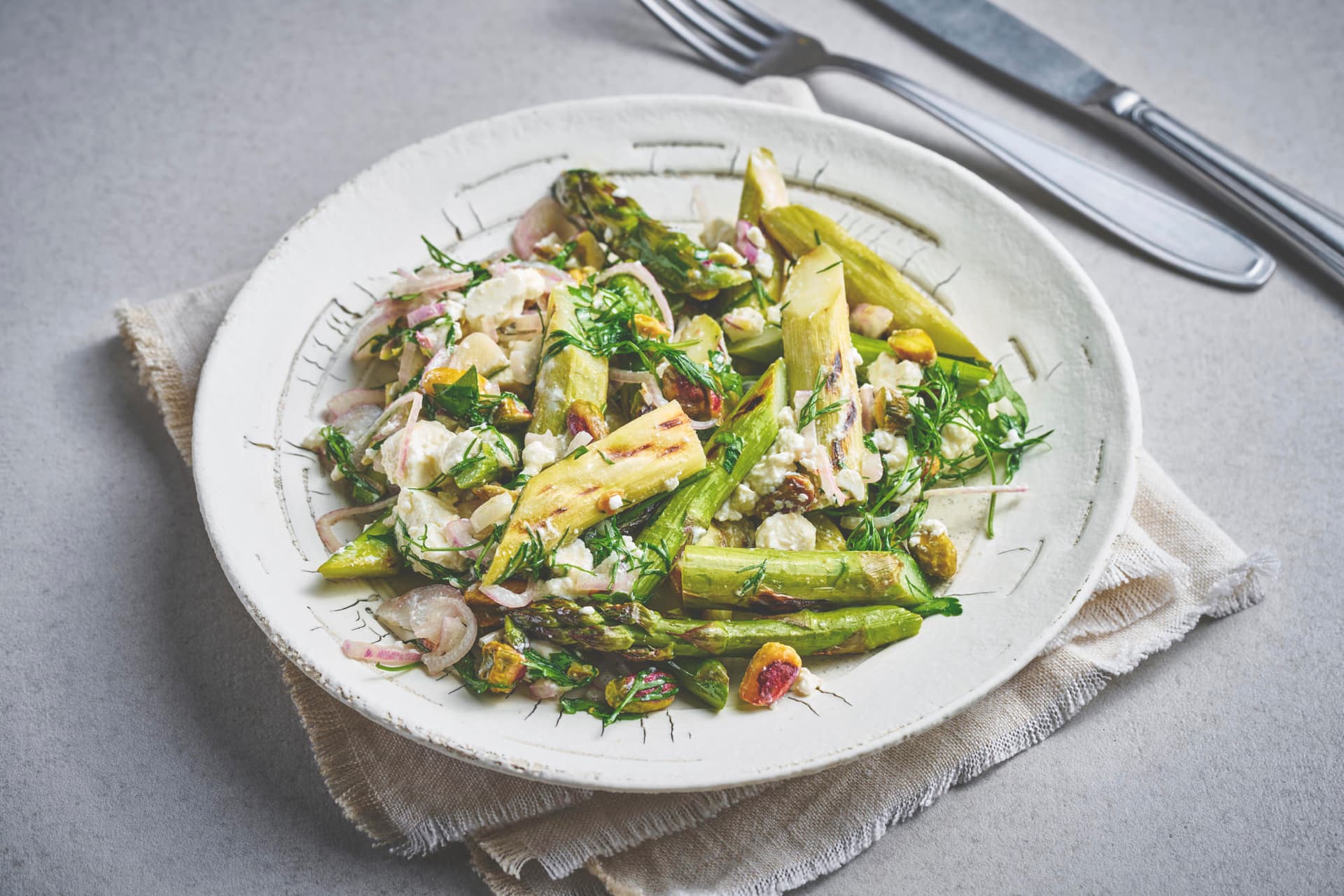 Asparagus Salad with Pistachios and Feta