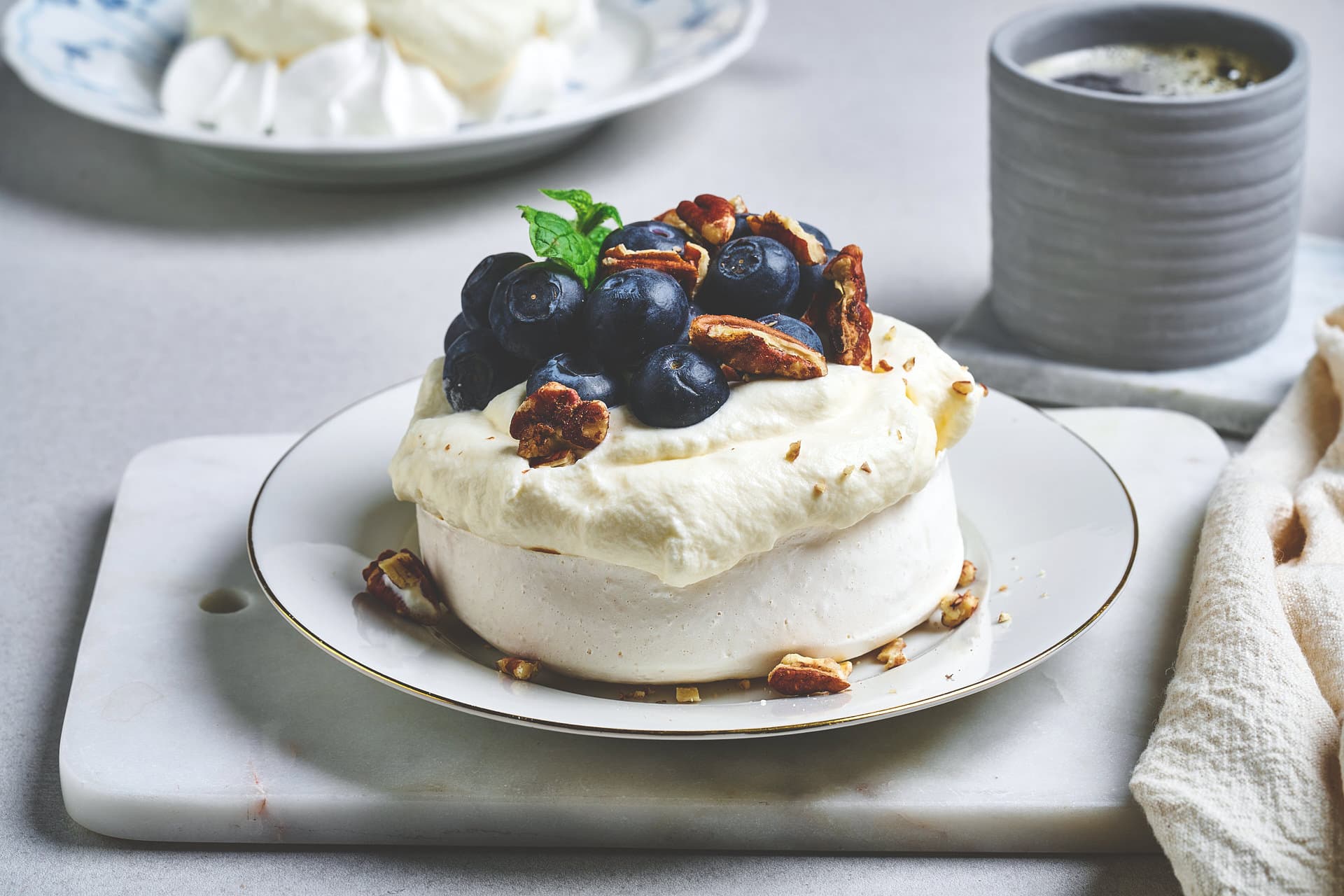 Mini Pavlovas with Blueberries and Pecans