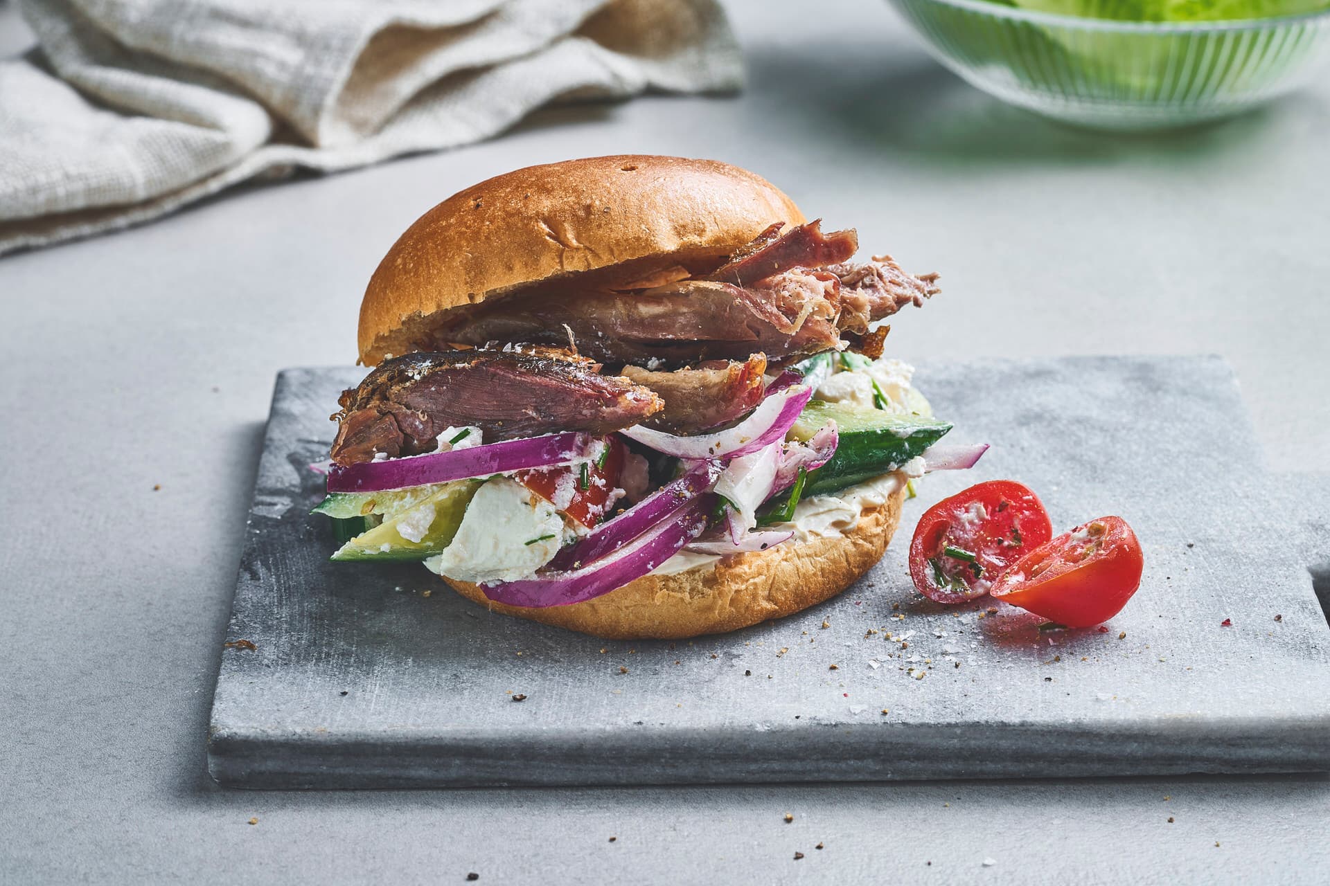 Burger with Leftover Roast Lamb