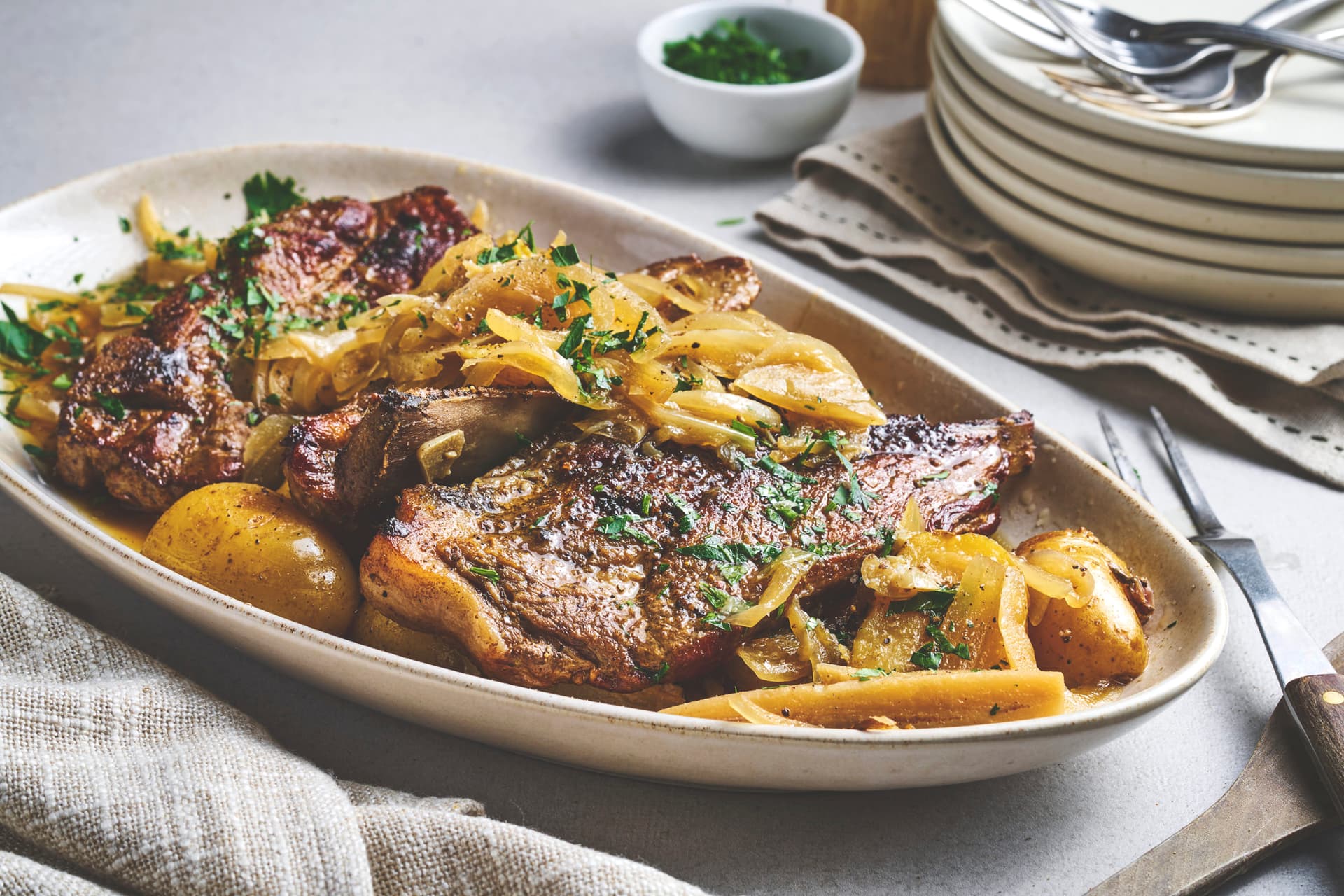 Slow Roasted Pork Neck Chops