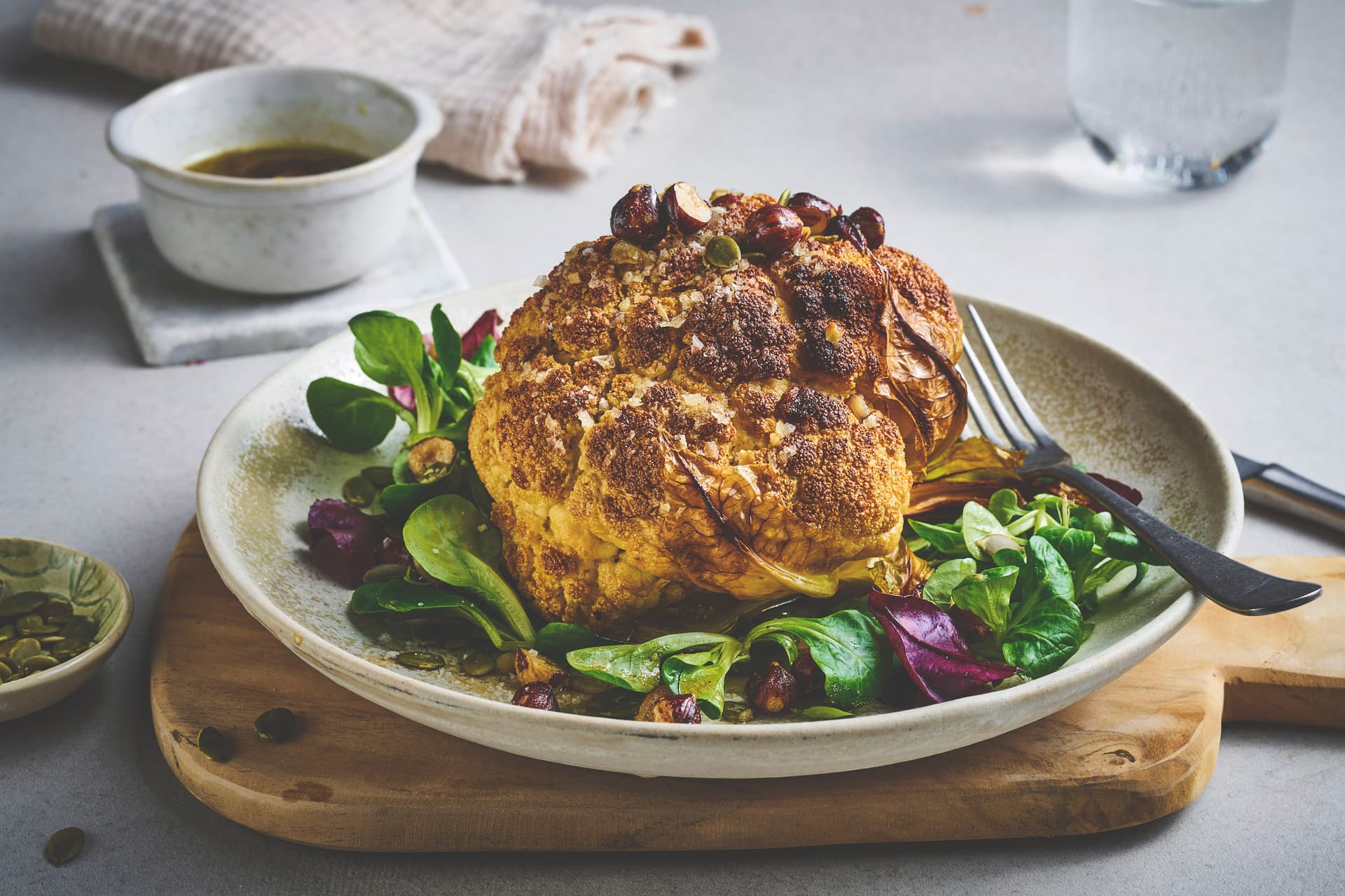 Baked Cauliflower with Brown Butter and Hazelnuts
