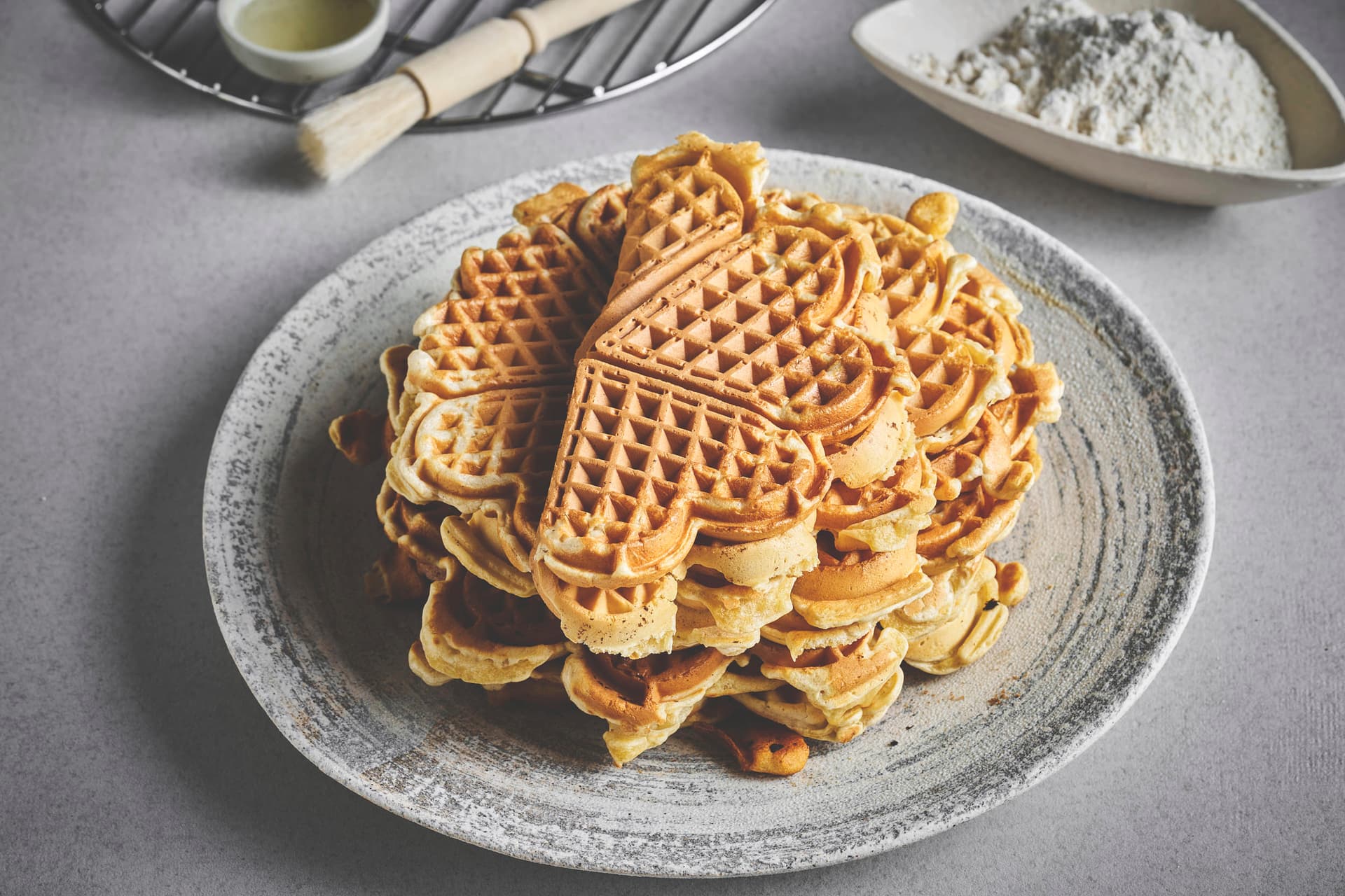 Spelt Waffles with Sour Cream and Cream