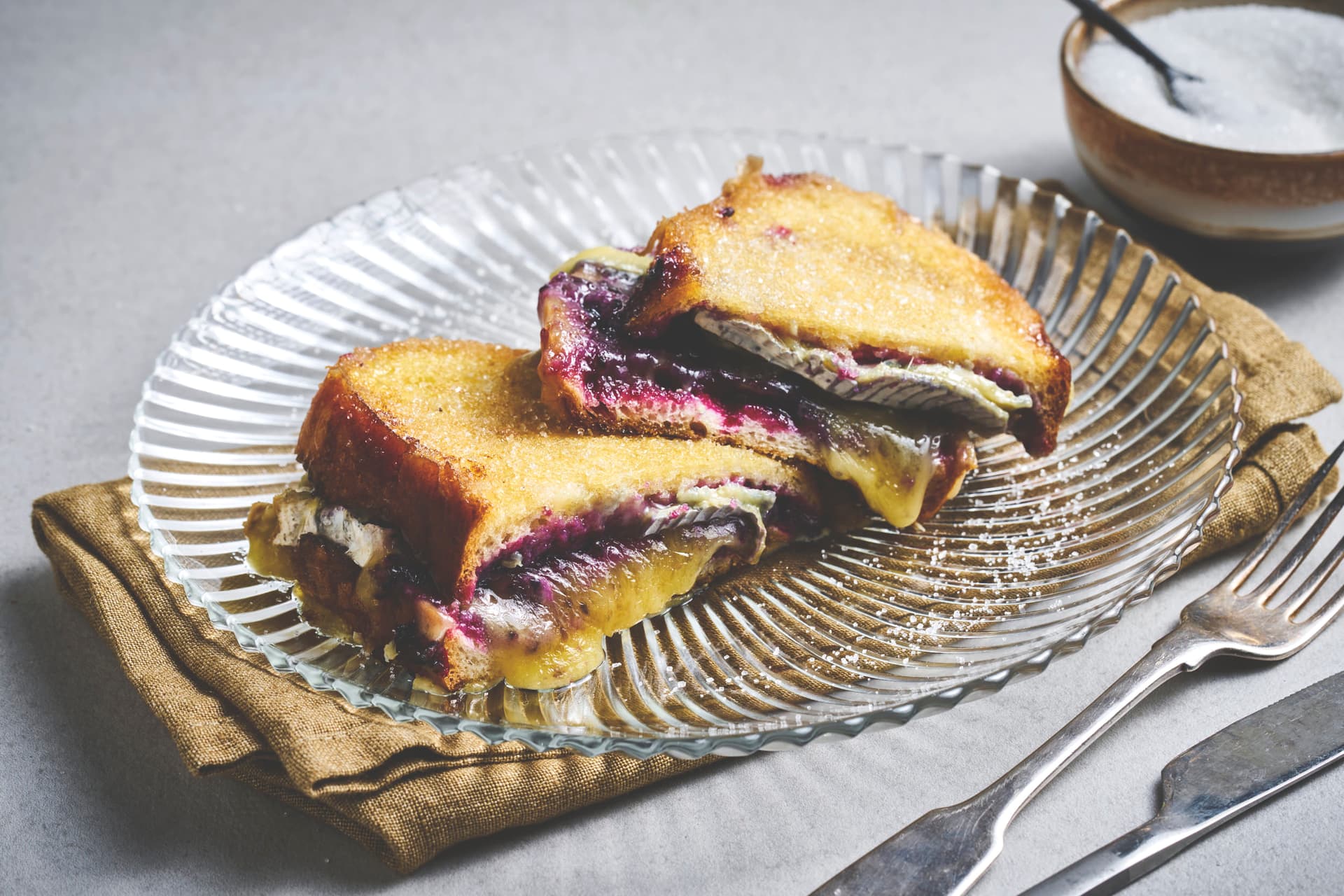 Toast with Brie and Blueberry Jam