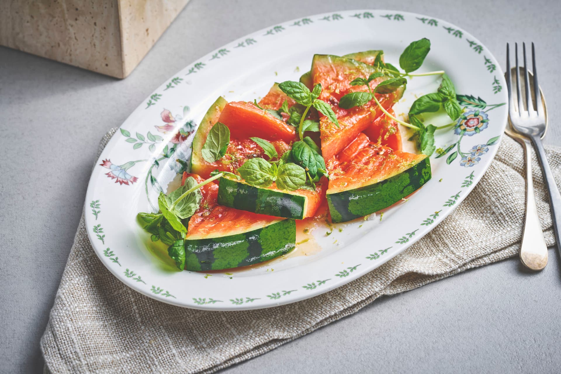 Grilled Watermelon with Lime and Mint