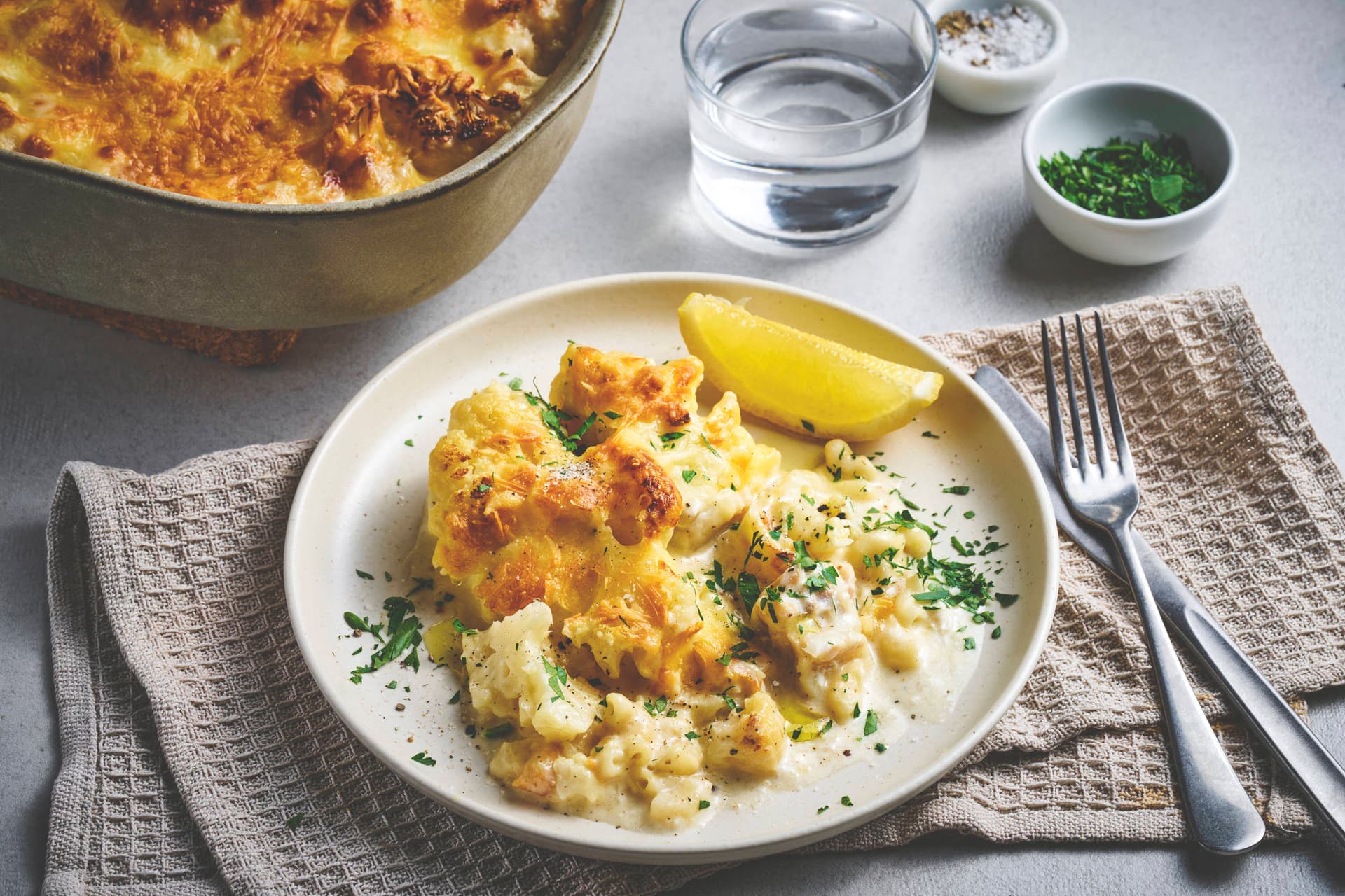 Cod Gratin with Cauliflower and Macaroni